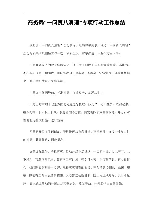 商务局一问责八清理专项行动工作总结精选