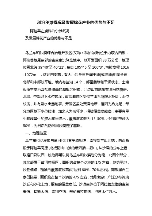 科泊尔滩概况及发展棉花产业的优势与不足