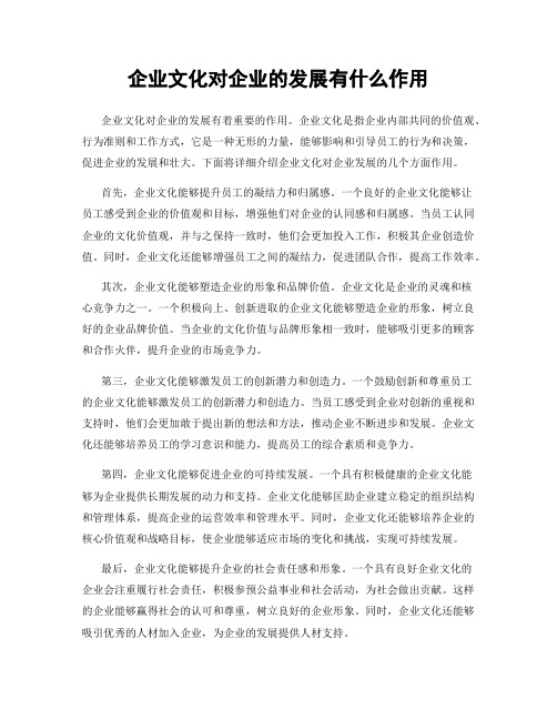 企业文化对企业的发展有什么作用