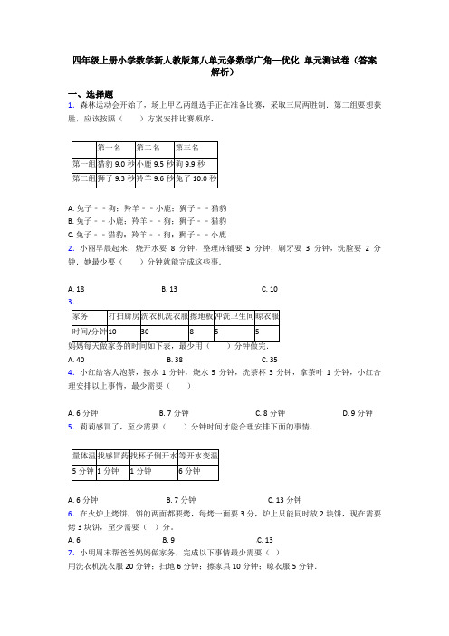 四年级上册小学数学新人教版第八单元条数学广角—优化 单元测试卷(答案解析)