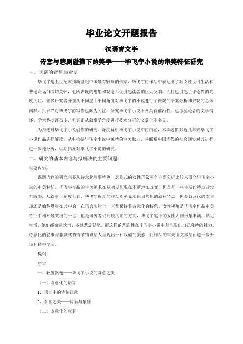 诗意与悲剧碰撞下的美学——毕飞宇小说的审美特征研究【开题报告】