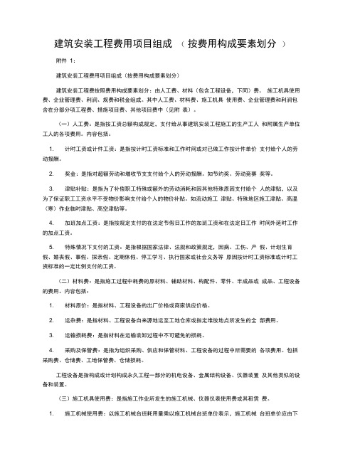 建筑安装工程费用项目组成(按费用构成要素划分)