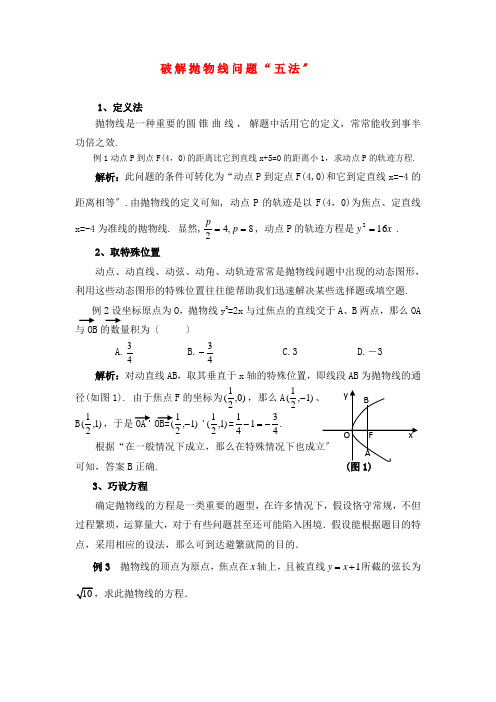 (整理版)破解抛物线问题“五法”