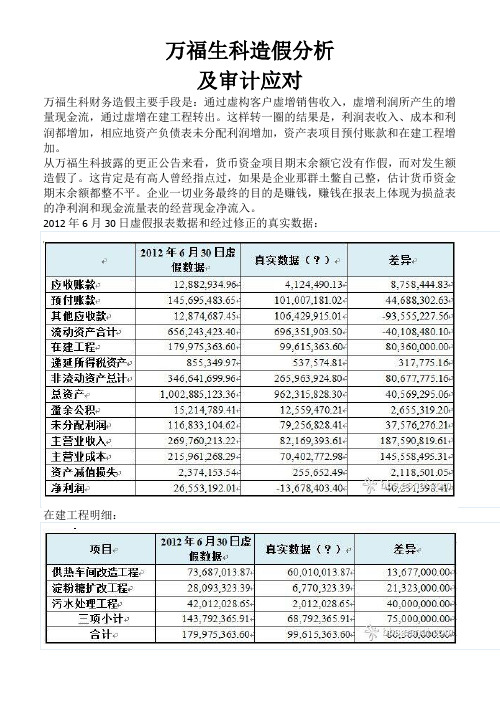 万福生科造假分析及审计应对