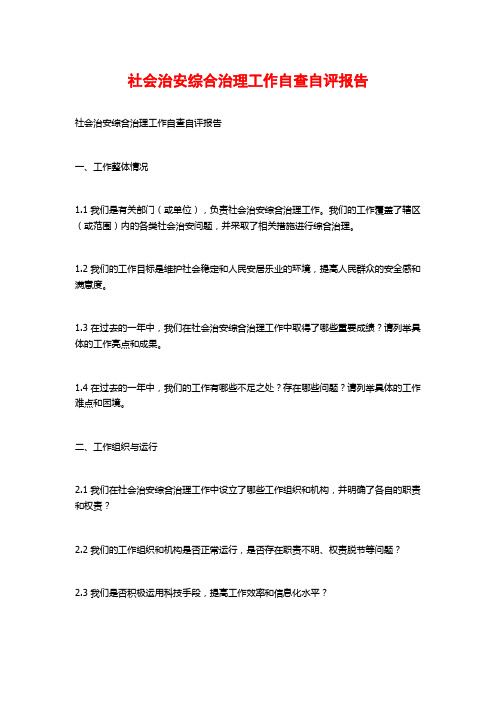 社会治安综合治理工作自查自评报告 (2)