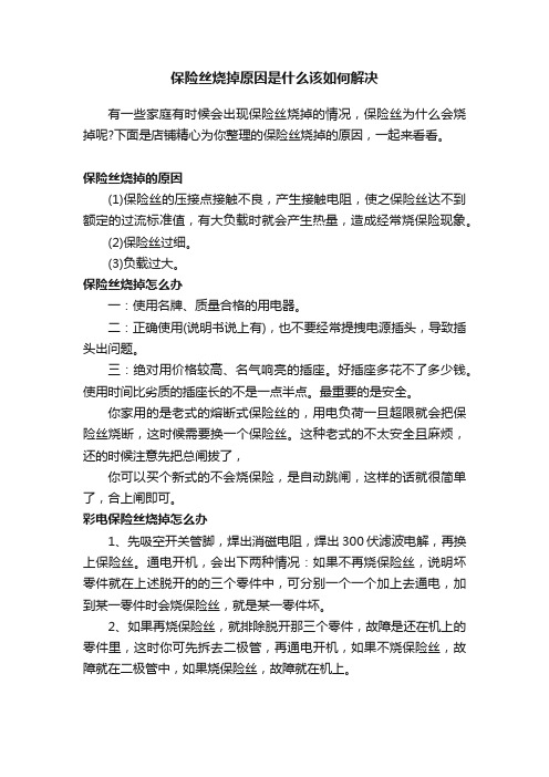 保险丝烧掉原因是什么该如何解决