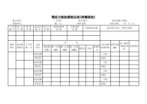 预应力张拉原始记录(两端张拉)