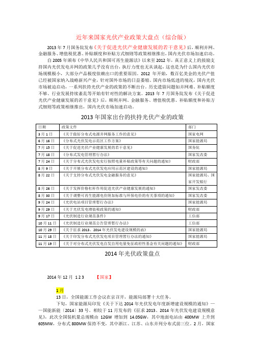 近年来国家光伏产业政策大盘点