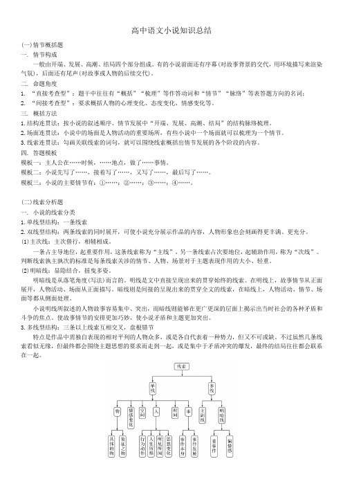 高中语文小说知识总结