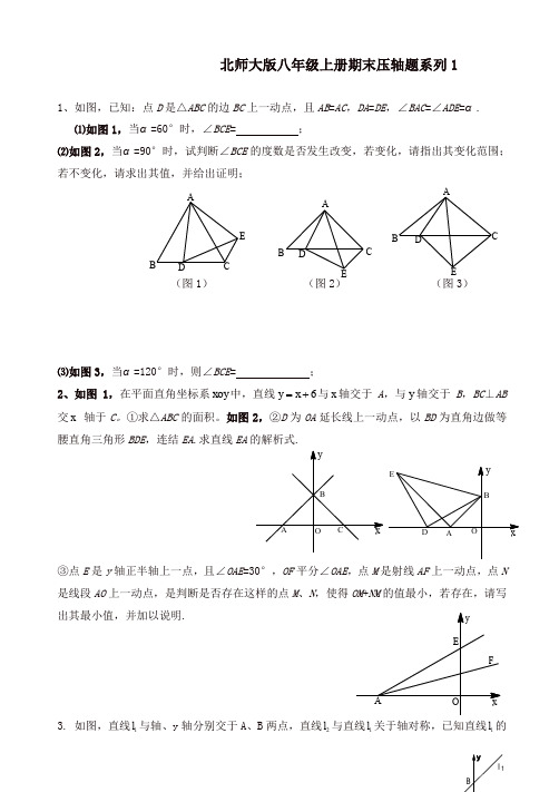 2019-2020年北师大版八年级上册期末压轴题系列专题练习(有答案)-(数学)[精品]