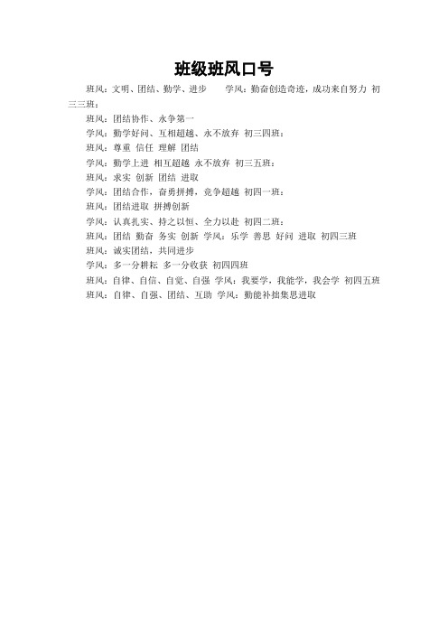 班级班风口号