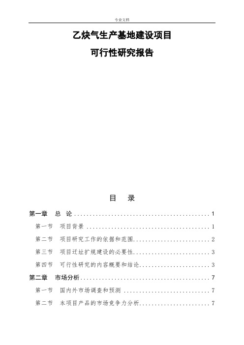 乙炔气生产基地建设项目可行性研究报告