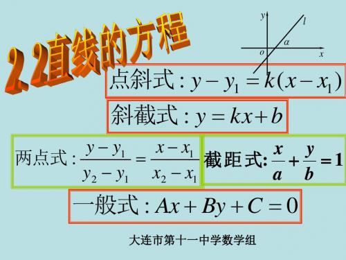 人教B版高中数学必修2-2.2《直线方程的几种形式》教学课件