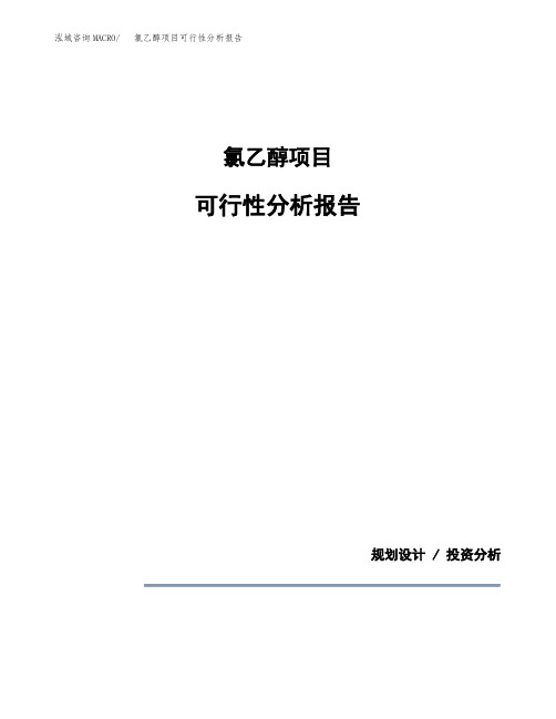 氯乙醇项目可行性分析报告(模板参考范文)