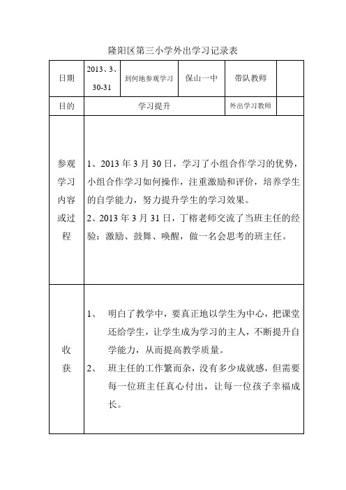 隆阳区第三小学外出学习记录表(2)