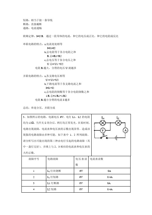 电路故障分析总结