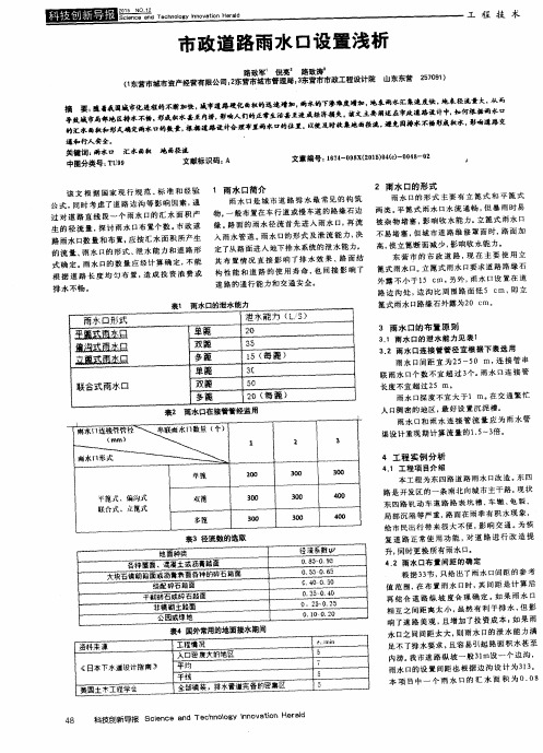 市政道路雨水口设置浅析