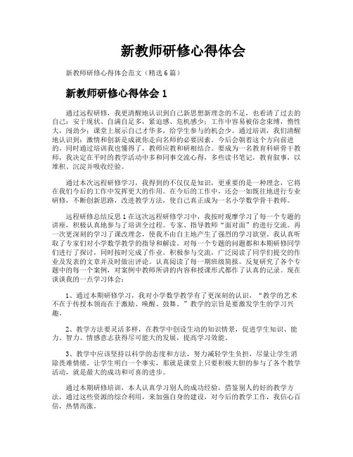 新教师研修心得体会