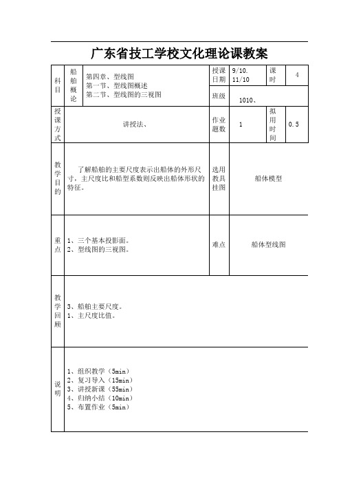 船体识图—型线图教案