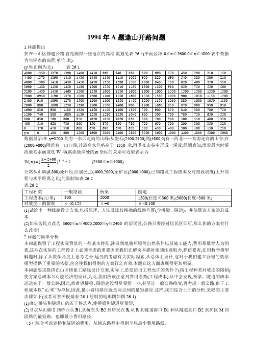 1994年A题逢山开路问题