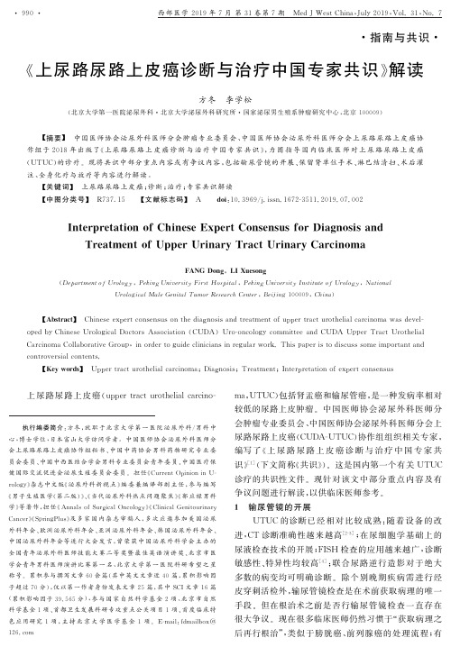 《上尿路尿路上皮癌诊断与治疗中国专家共识》解读