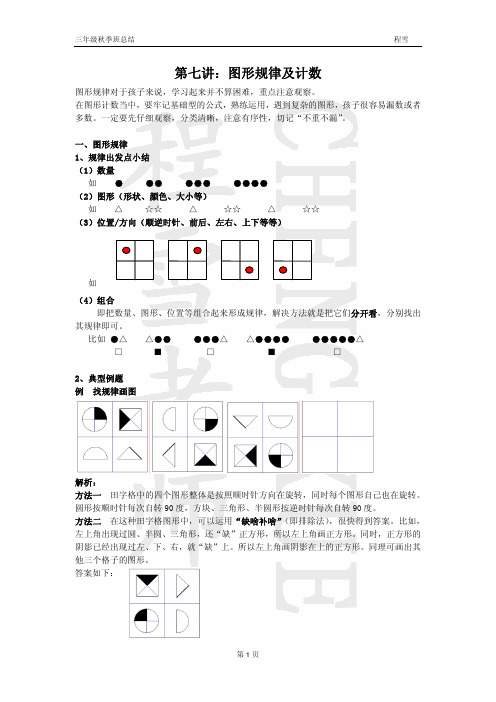 第七讲 图形规律及计数