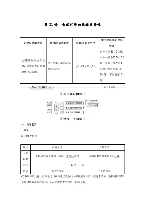 新高中地理高考第21讲 自然环境的地域差异性