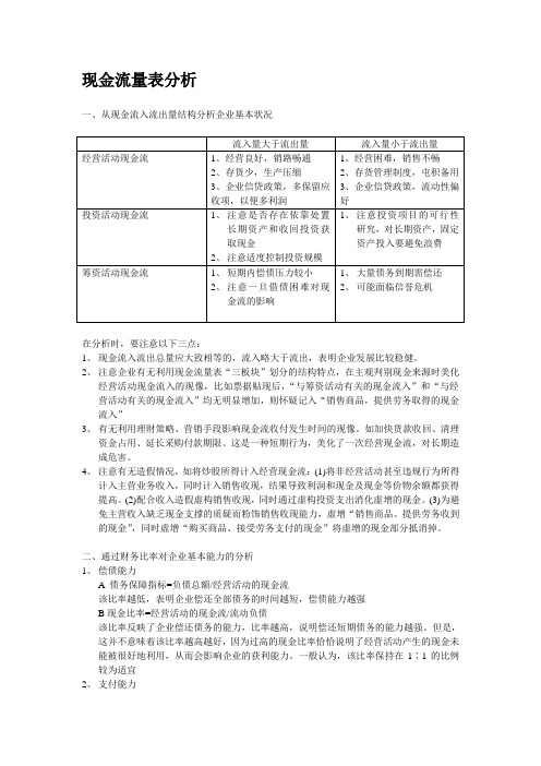 现金流量表分析应注意的问题