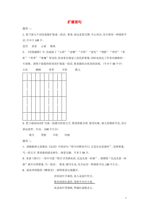 高考语文二轮复习考点题型变形专练7扩展语句含解析