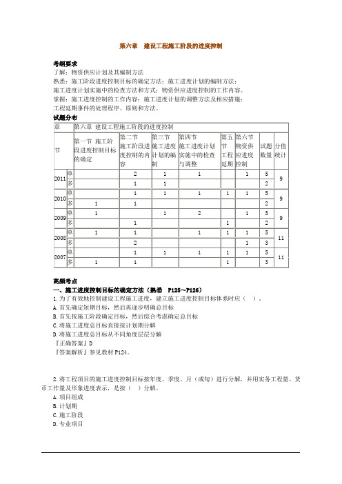 第六章 建设工程施工阶段的进度控制习题集答案