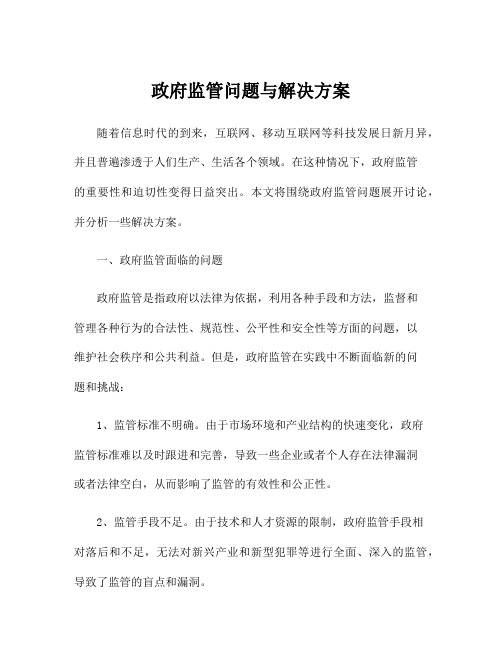 政府监管问题与解决方案