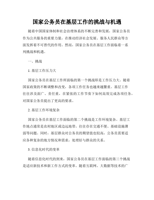 国家公务员在基层工作的挑战与机遇