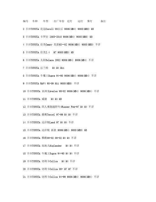 疝气灯车型对照表.rtf