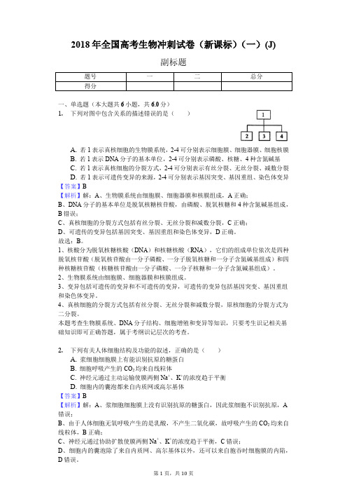 2018年全国高考生物冲刺试卷(新课标)(一)(J)