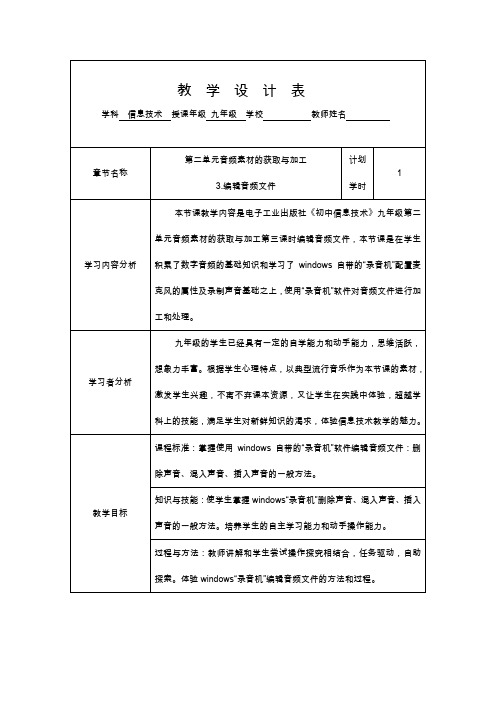 第二单元音频素材的获取与加工