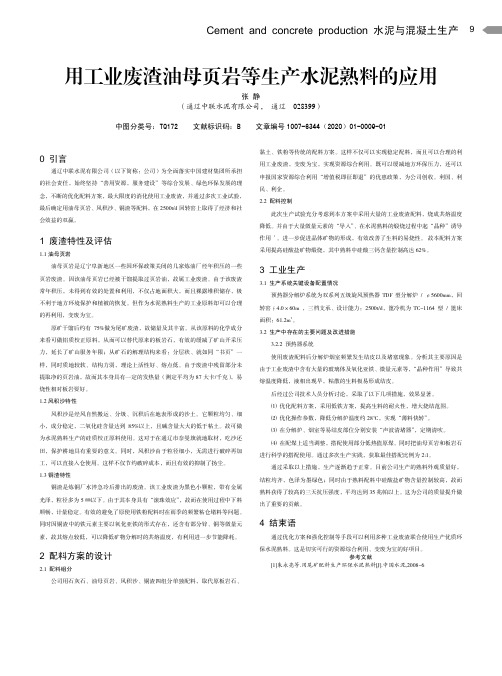 用工业废渣油母页岩等生产水泥熟料的应用