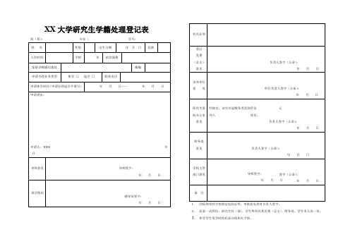 大学研究生学籍处理登记表【模板】