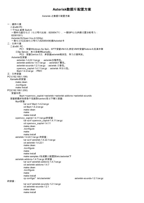 Asterisk数据库配置方案