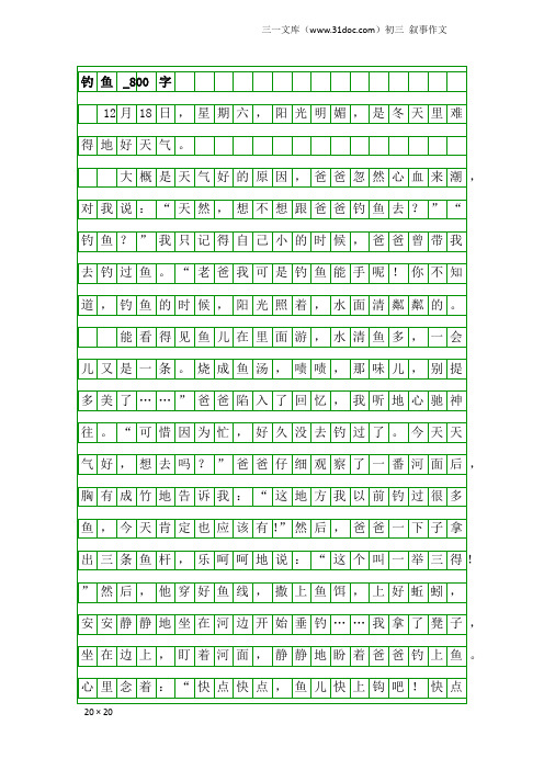 初三叙事作文：钓鱼_800字