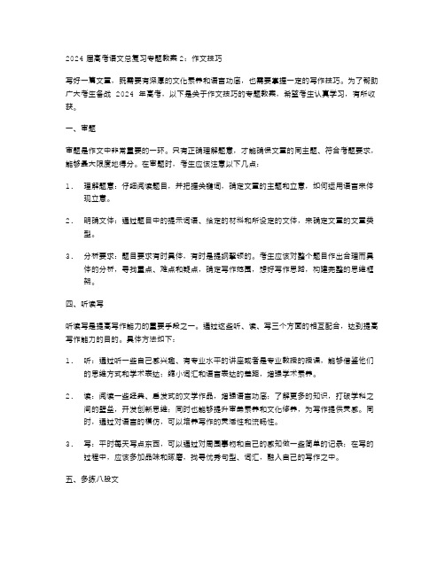 2024高考语文总复习专题教案2：作文技巧