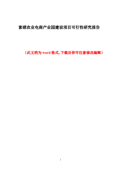 富硒农业电商产业园建设项目可行性研究报告