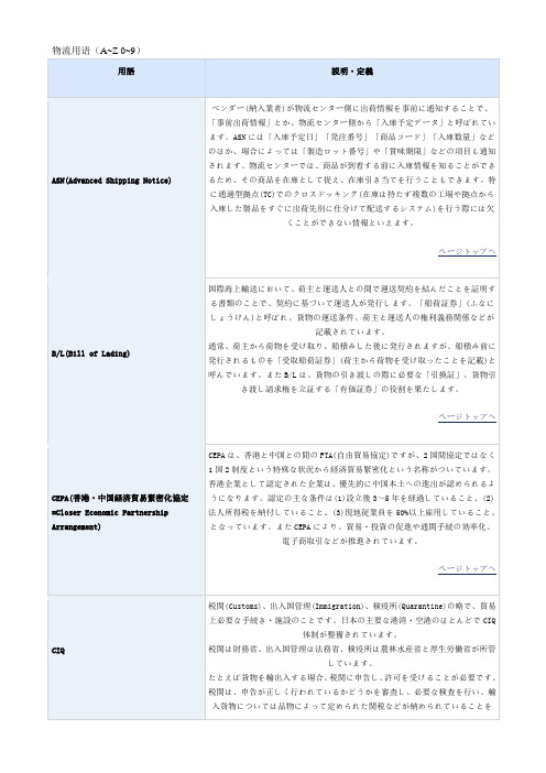 物流用语(日语)含日文解释2