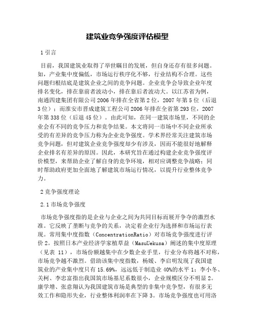 建筑业竞争强度评估模型