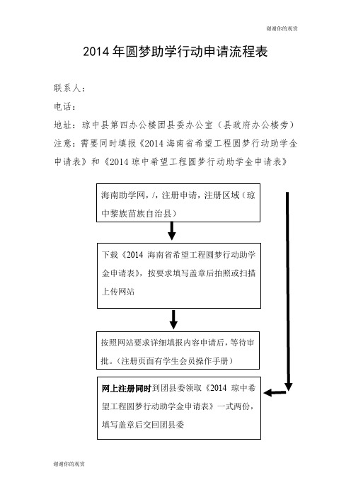 2014年圆梦助学行动申请流程表 .doc