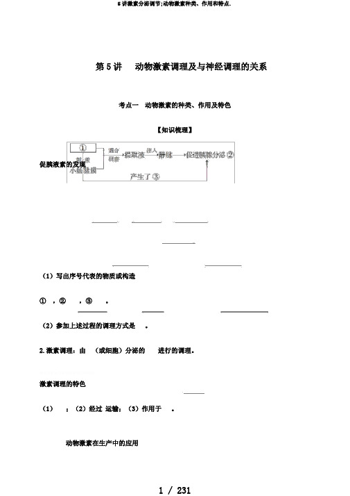 5讲激素分泌调节;动物激素种类、作用和特点.