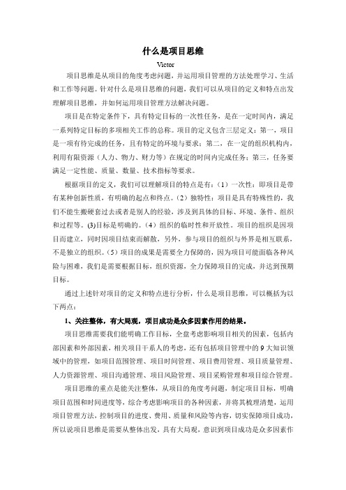 什么是项目思维-项目管理作业