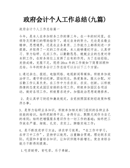 政府会计个人工作总结(九篇)