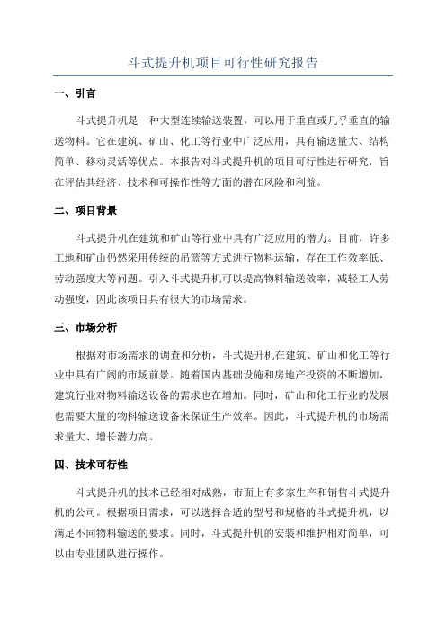 斗式提升机项目可行性研究报告