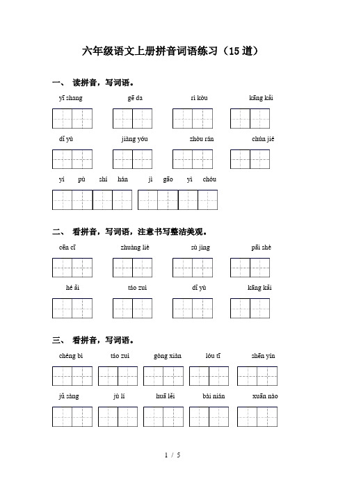 六年级语文上册拼音词语练习(15道)