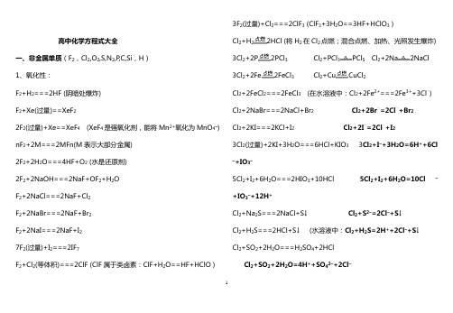 【化学】高考必备高中化学方程式大全(分类)